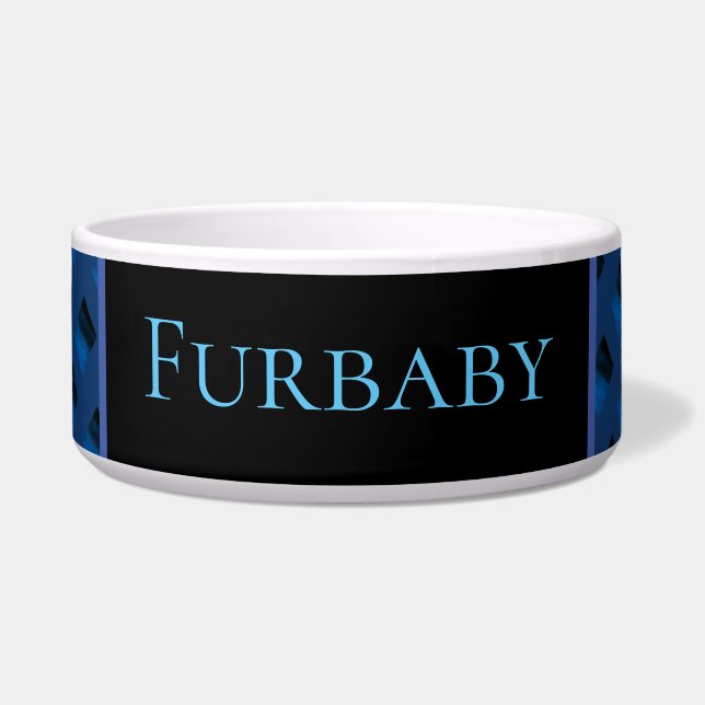 青い模様のペットボウル ボウル (正面)