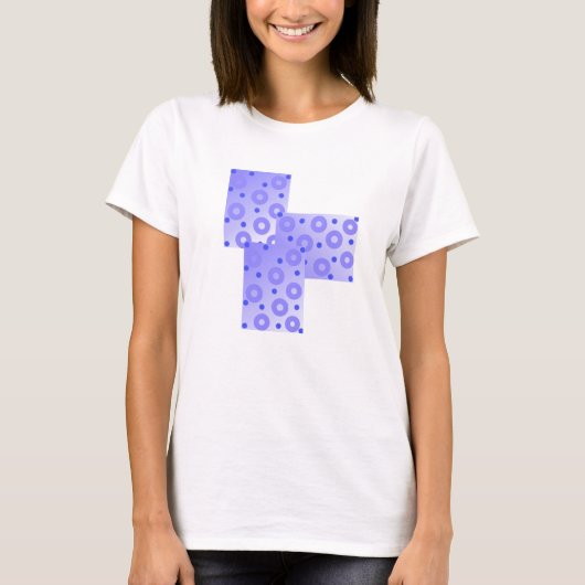 青い模様の円とドット Tシャツ (正面)