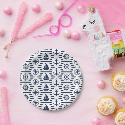 青い模様の海 ペーパープレート (パーティー)