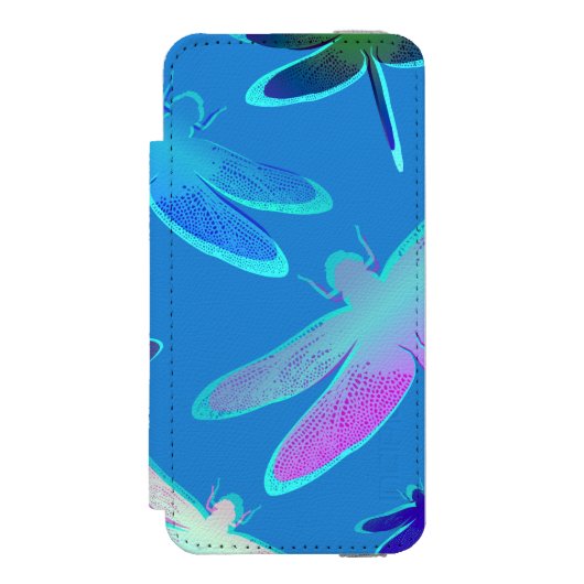 青い模様の美しいトンボ INCIPIO iPhoneウォレットケース (フォリオ 正面)