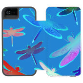 青い模様の美しいトンボ INCIPIO iPhoneウォレットケース (フォリオ Open)