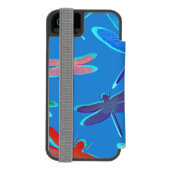 青い模様の美しいトンボ INCIPIO iPhoneウォレットケース (フォリオ裏面)