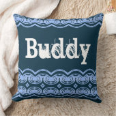 青い模様 クッション (ブランケット)