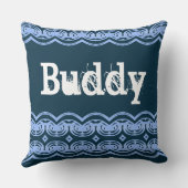 青い模様 クッション (裏面)