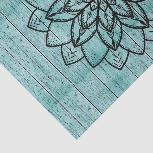 青い樹齢の木材の曼荼羅 薄葉紙 (詳細)