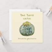 青い樽型のサボテンのグリーティングカード カード (正面/裏面インサイチュ)