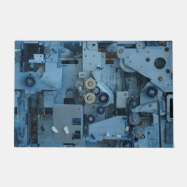 青い機械機械ロボットおもしろいカッコいいオタク系の ドアマット