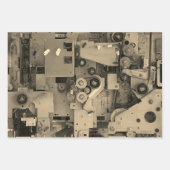 青い機械機械ロボットおもしろいカッコいいオタク系の ラッピングペーパーシート (正面3)