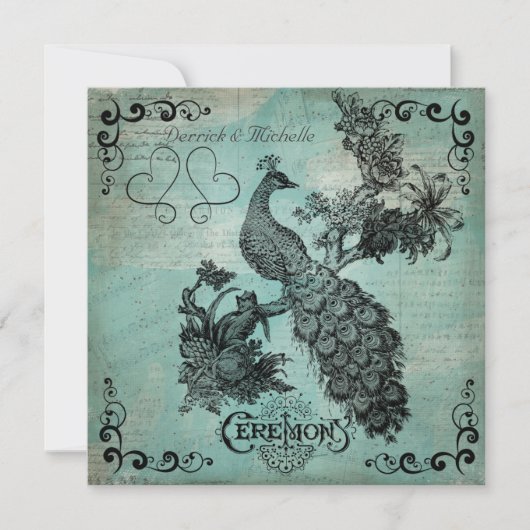 青い歌を歌うペアの結婚式招待状 招待状 (正面)