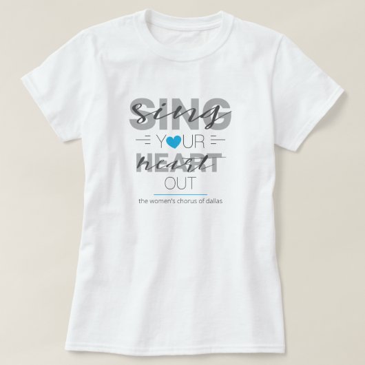 青い歌を歌ってハートを消す Tシャツ (デザイン正面)