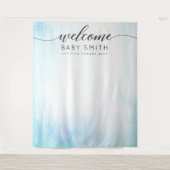 青い歓迎ベビーシャワーの背景 タペストリー (正面)
