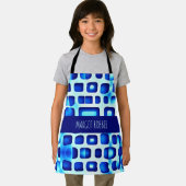 青い正方形と長方形アイソメパターン エプロン (インサイチュ)