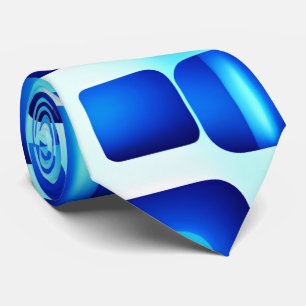 青い正方形と長方形アイソメパターン ネクタイ