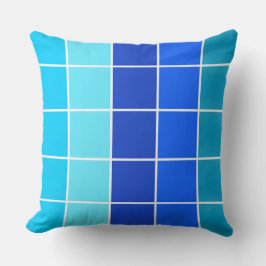 青い正方形のグラデーションストライプの クッション
