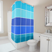 青い正方形のグラデーションストライプの シャワーカーテン (インサイチュ)