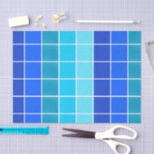 青い正方形のグラデーションストライプの 薄葉紙 (クラフト)