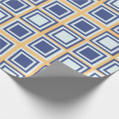 青い正方形のパターンのラッピング紙 ラッピングペーパー (角)