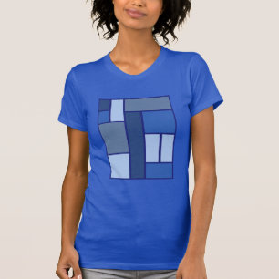 青い正方形の幾何学的パターン Tシャツ