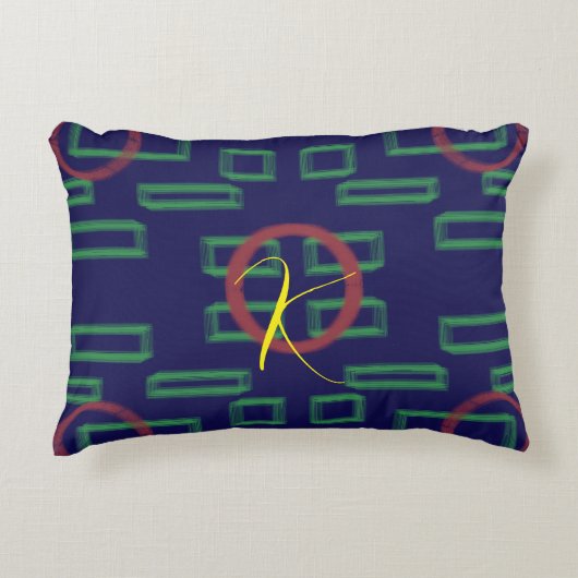 青い正方形の幾何学的 アクセントクッション (正面)