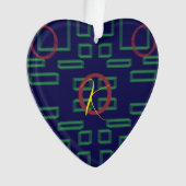 青い正方形の幾何学的 オーナメント (正面)