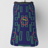 青い正方形の幾何学的 ゴルフヘッドカバー (回転90)