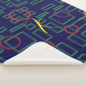 青い正方形の幾何学的 シェルパブランケット (3/4)