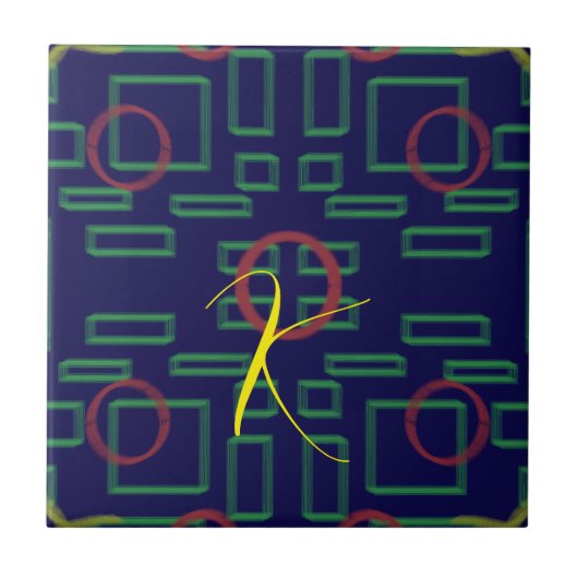 青い正方形の幾何学的 タイル (正面)