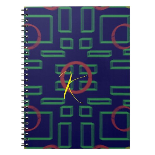 青い正方形の幾何学的 ノートブック (正面)