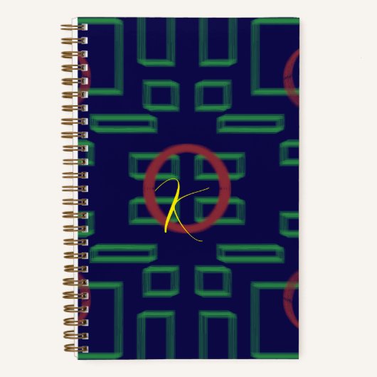 青い正方形の幾何学的 ノートブック (正面)