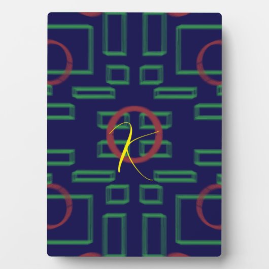 青い正方形の幾何学的 フォトプラーク (正面)