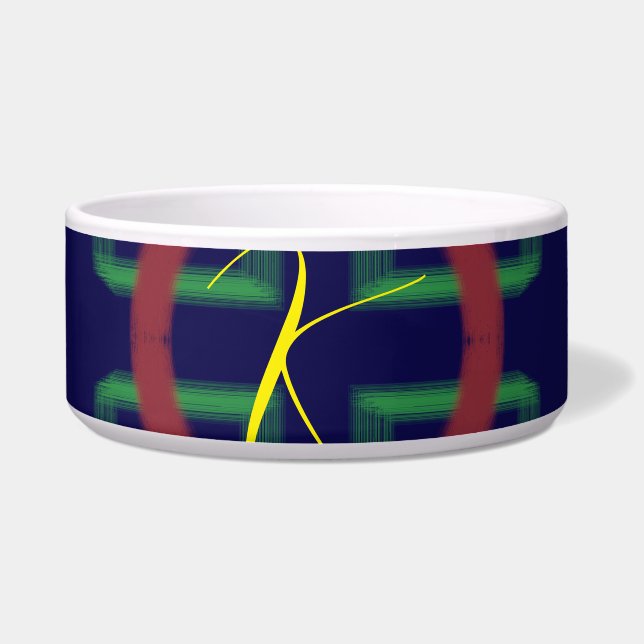 青い正方形の幾何学的 ボウル (正面)