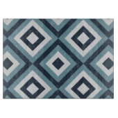 青い正方形パターン カッティングボード (正面)