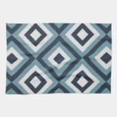 青い正方形パターン キッチンタオル (横)