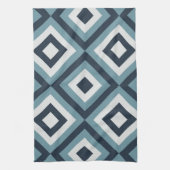 青い正方形パターン キッチンタオル (縦)