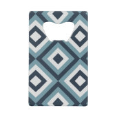 青い正方形パターン クレジットカード栓抜き (正面)