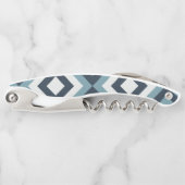 青い正方形パターン ソムリエナイフ (正面)