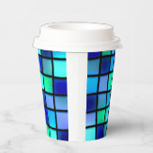 青い正方形パターン 紙コップ (右)