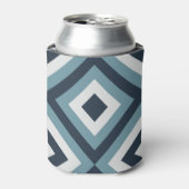 青い正方形パターン 缶クーラー (缶正面)