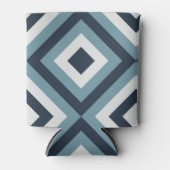 青い正方形パターン 缶クーラー (正面)