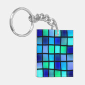 青い正方形 キーホルダー (正面左)
