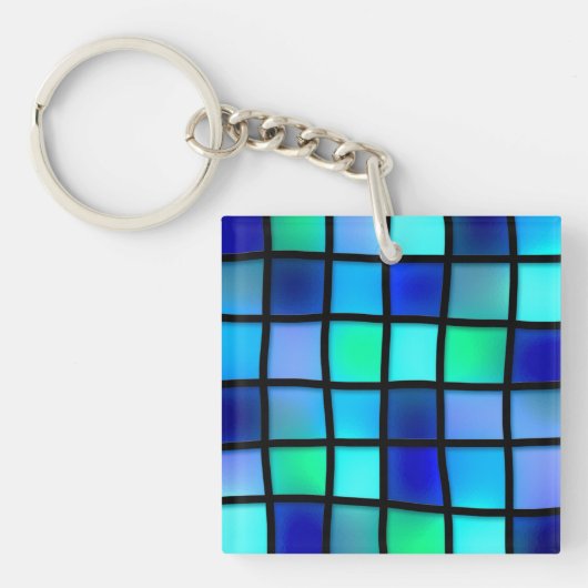 青い正方形 キーホルダー (正面)