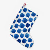 青い正方形、水色のシームレスなパターン。 スモールクリスマスストッキング (正面 (吊り時))