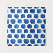 青い正方形、水色のシームレスなパターン。 タペストリー (正面(横))