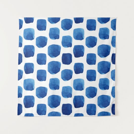 青い正方形、水色のシームレスなパターン。 タペストリー (正面)