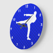 青い武道 ラージ壁時計 (傾斜)