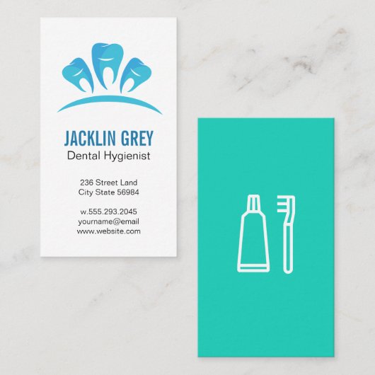 青い歯のロゴ | 歯科 名刺 (正面/裏面)