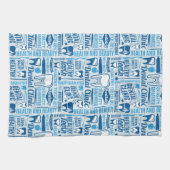 青い歯科医院パターン キッチンタオル (横)
