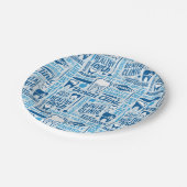 青い歯科医院パターン ペーパープレート (アングル)