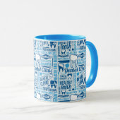 青い歯科医院パターン マグカップ (正面右)