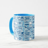 青い歯科医院パターン マグカップ (正面左)